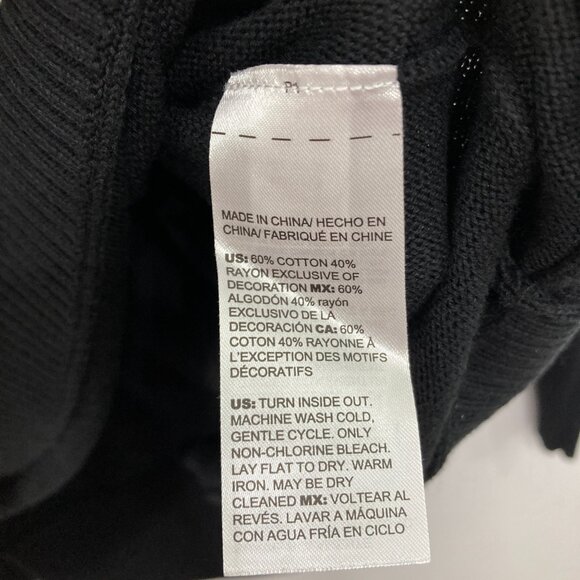 Chico's Large Black White Contrast Floral Embroidered Soft Light Knit Sweater - Picture 7 of 9